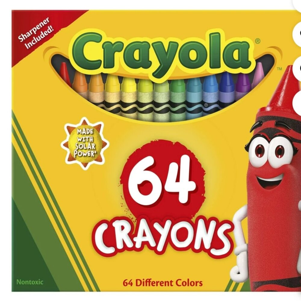 Crayola Crayons with Sharpener, 64 Ct, Arts & Craft Supplies, Classroom Must Hav
